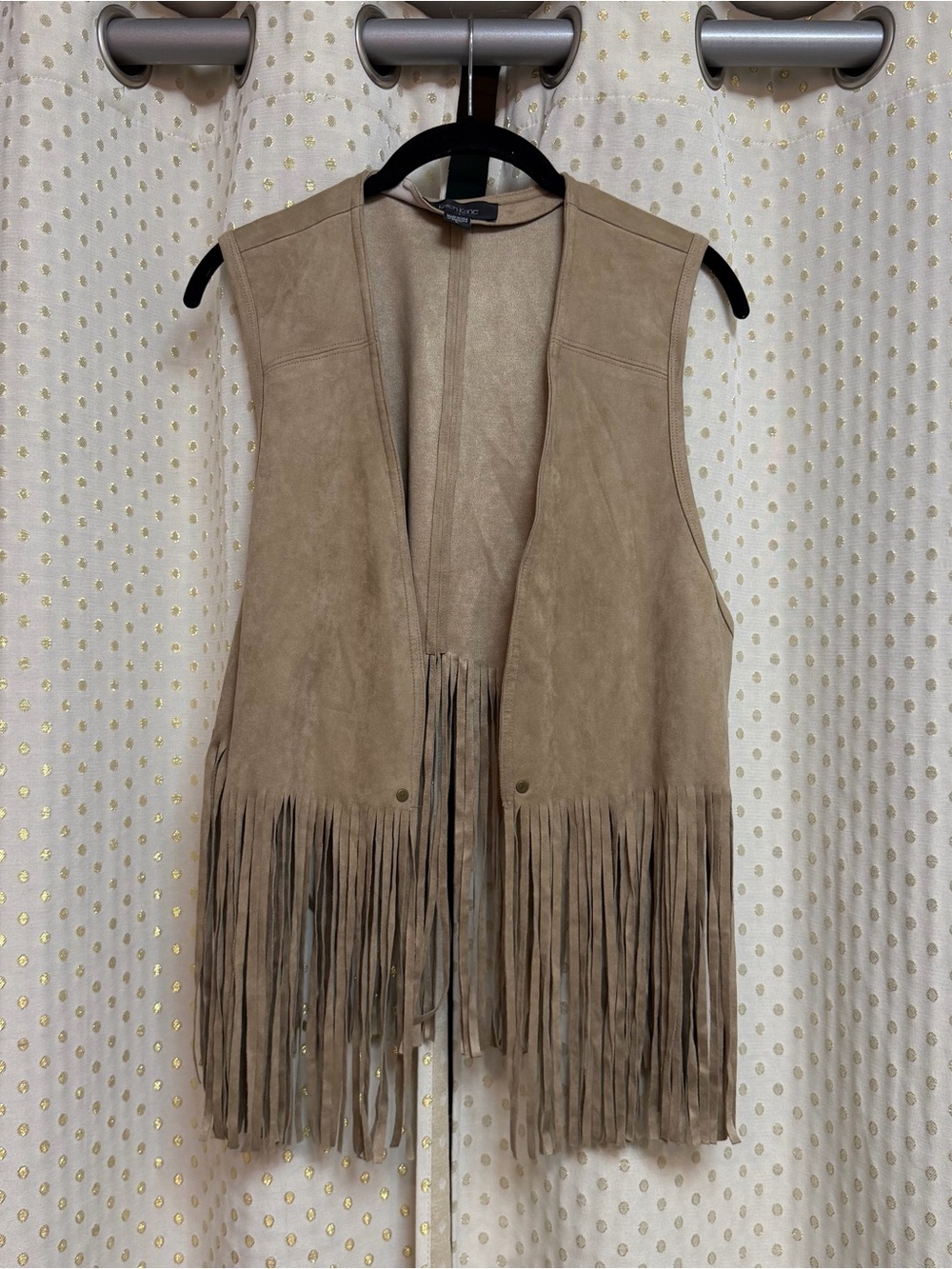 Fringe Suede Vest in Taupe  like new